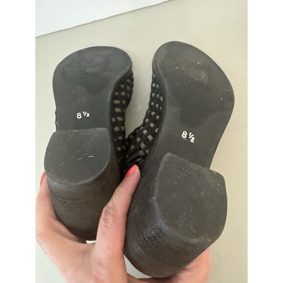 Journee Collection Booties Peep Toe Black Woven Peep Toe Block Heel Office 8.5 - Picture 8 of 8